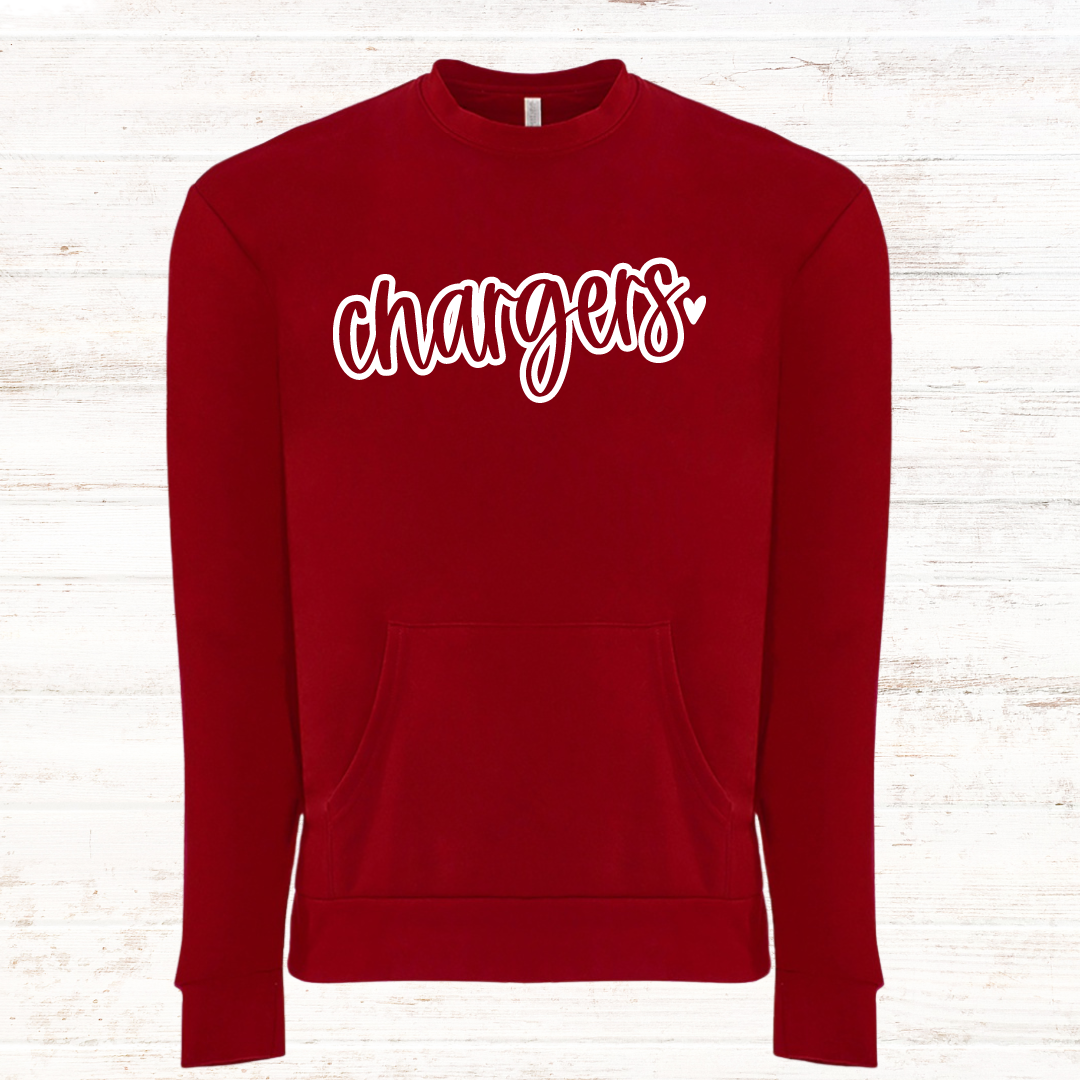 Chargers Script Heart: Red