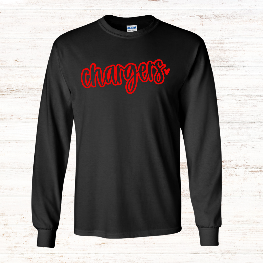 Chargers Script Heart: Black