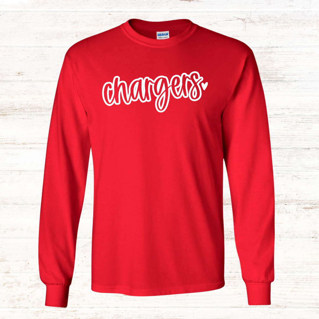 Chargers Script Heart: Red