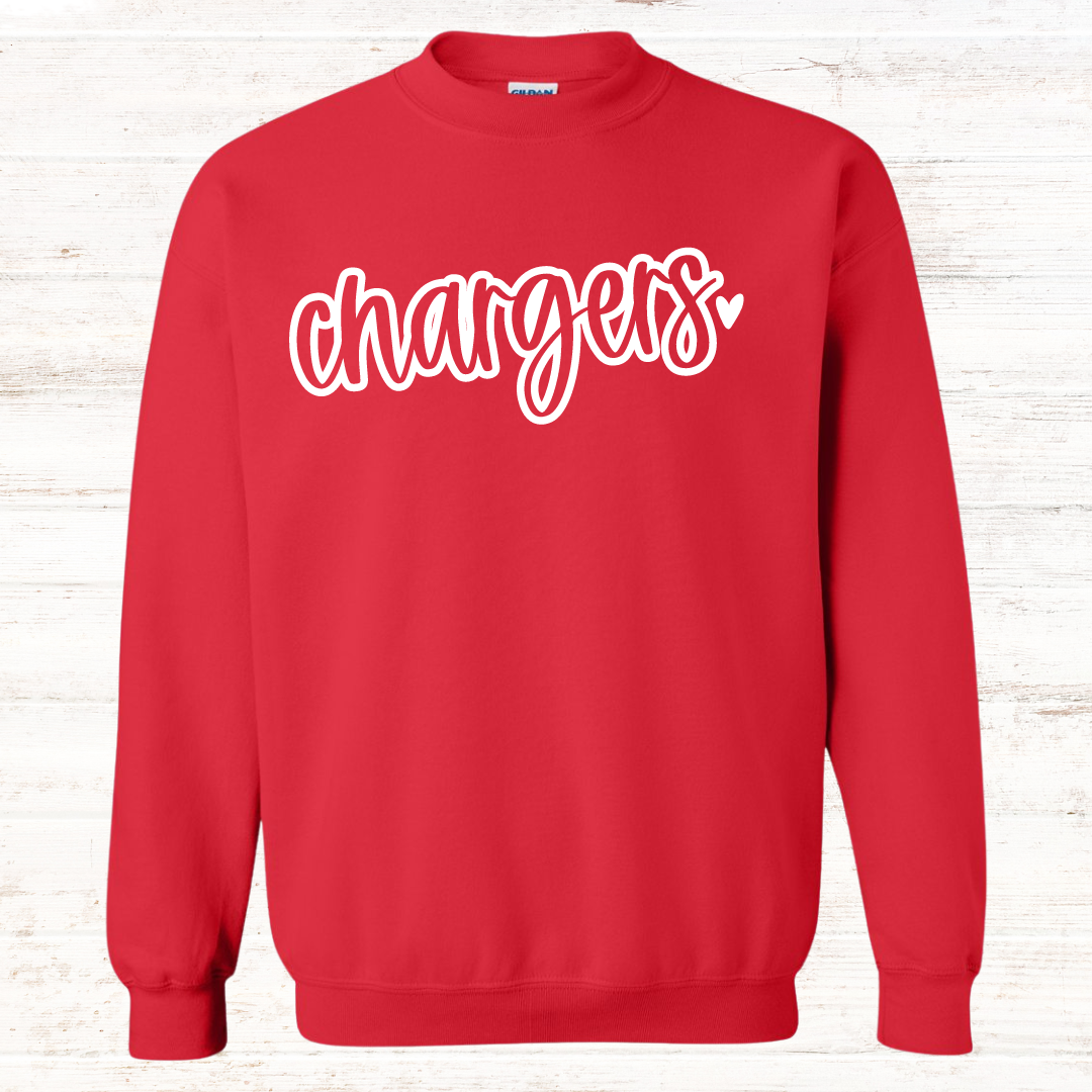Chargers Script Heart: Red