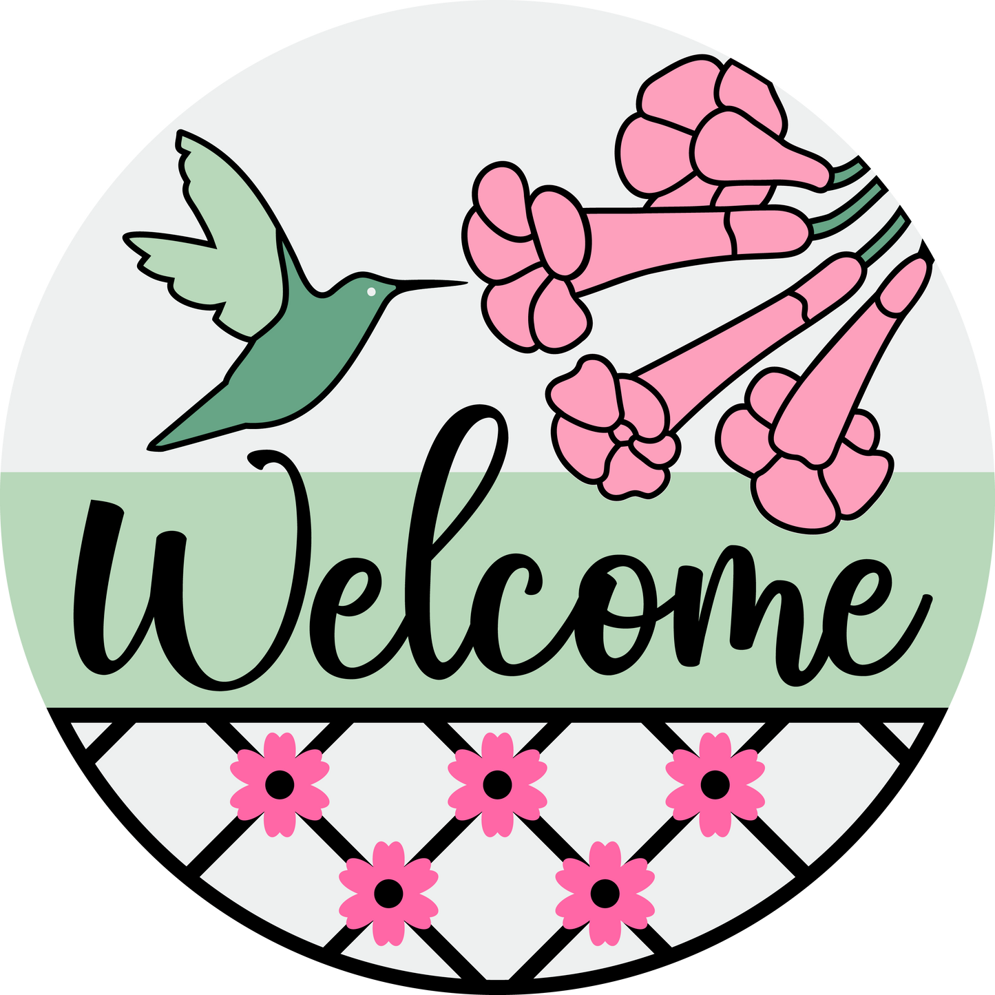 Welcome Hummingbird Door Sign