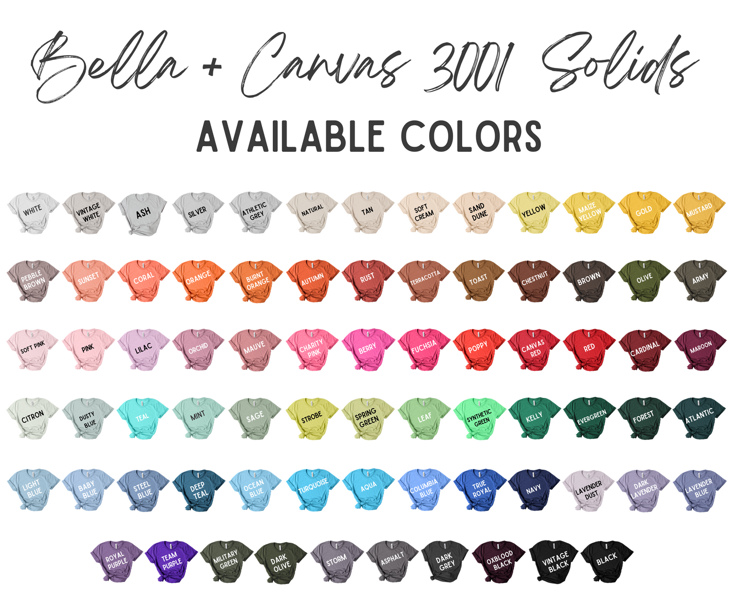 Bella+Canvas 3001 (Unisex) Colors