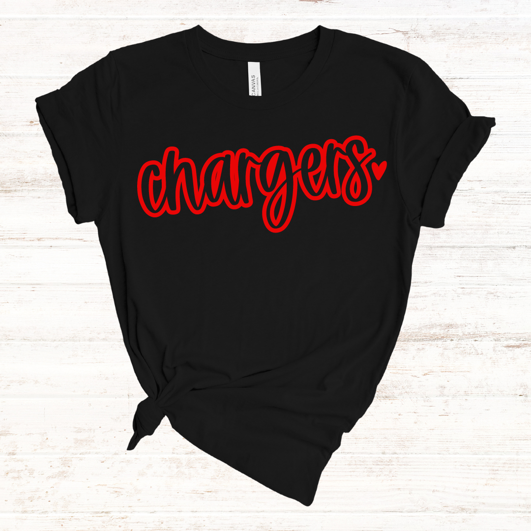 Chargers Script Heart: Black