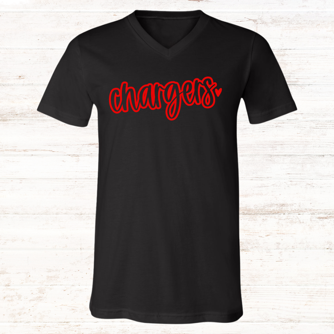 Chargers Script Heart: Black