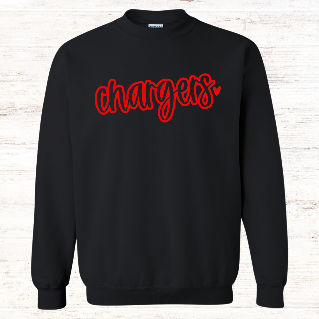 Chargers Script Heart: Black