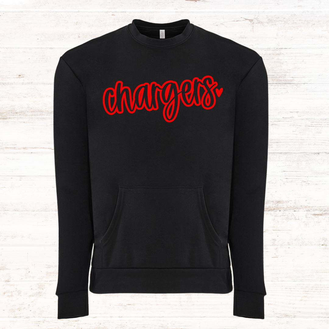 Chargers Script Heart: Black