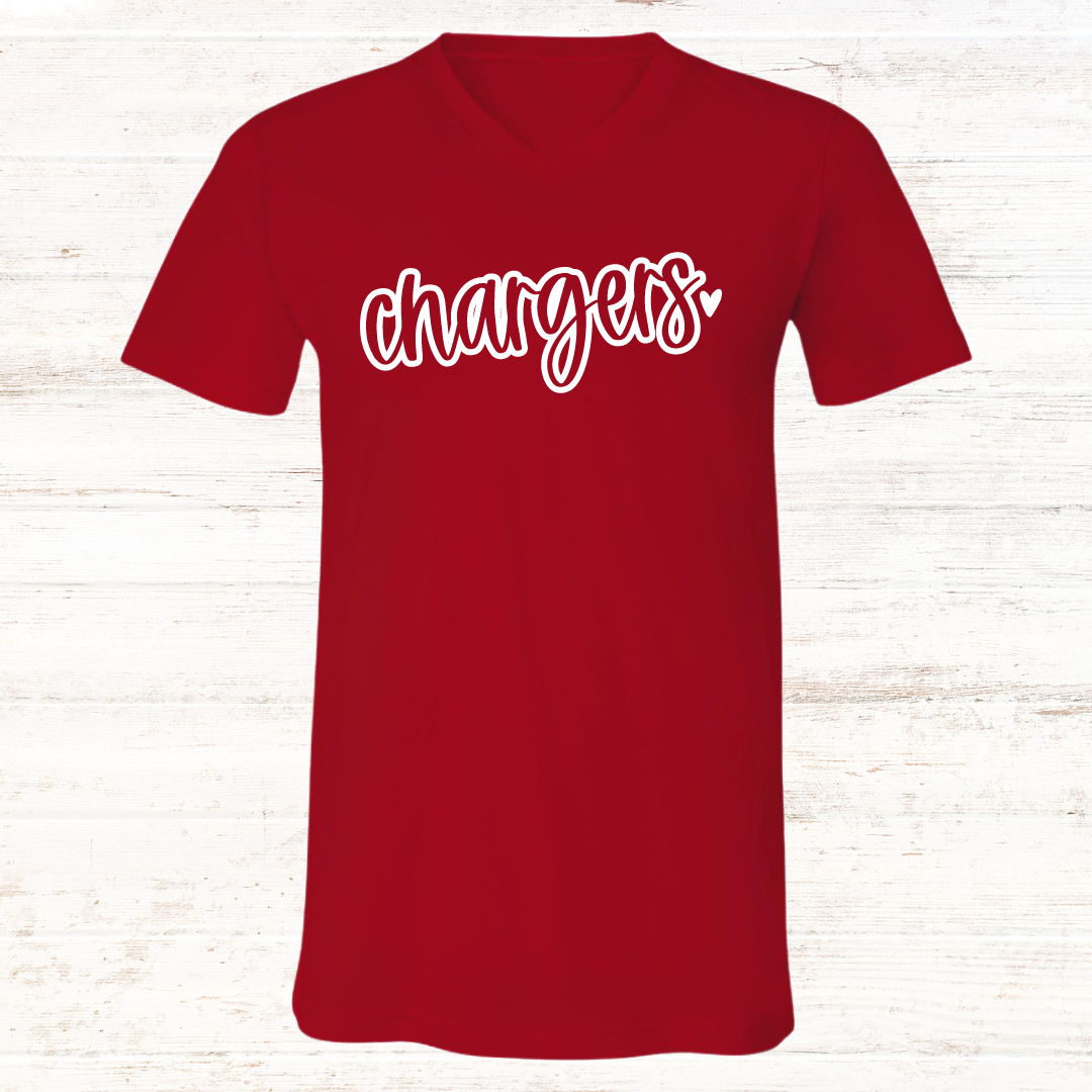 Chargers Script Heart: Red