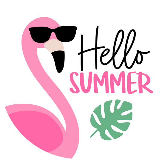Hello Summer Flamingo Door Sign