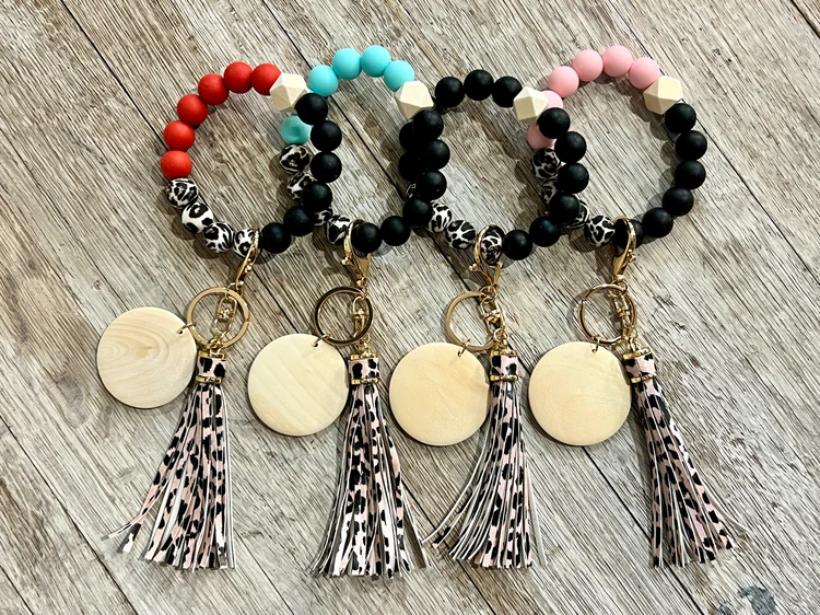 Leopard Silicone Beads Wristlet