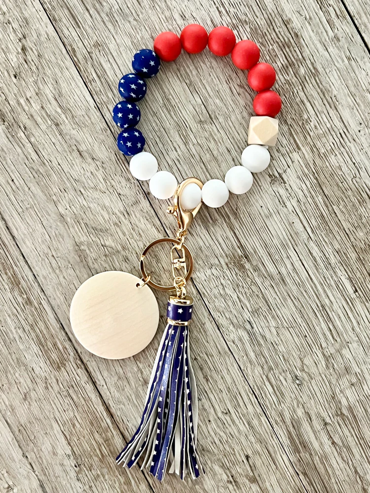 Patriotic Silicone Beads Wristlet